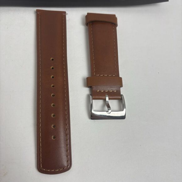 RITCHE Leather Watch Strap - 24mm Regular Length - Cognac Brown Genuine Leather - Picture 2 of 3